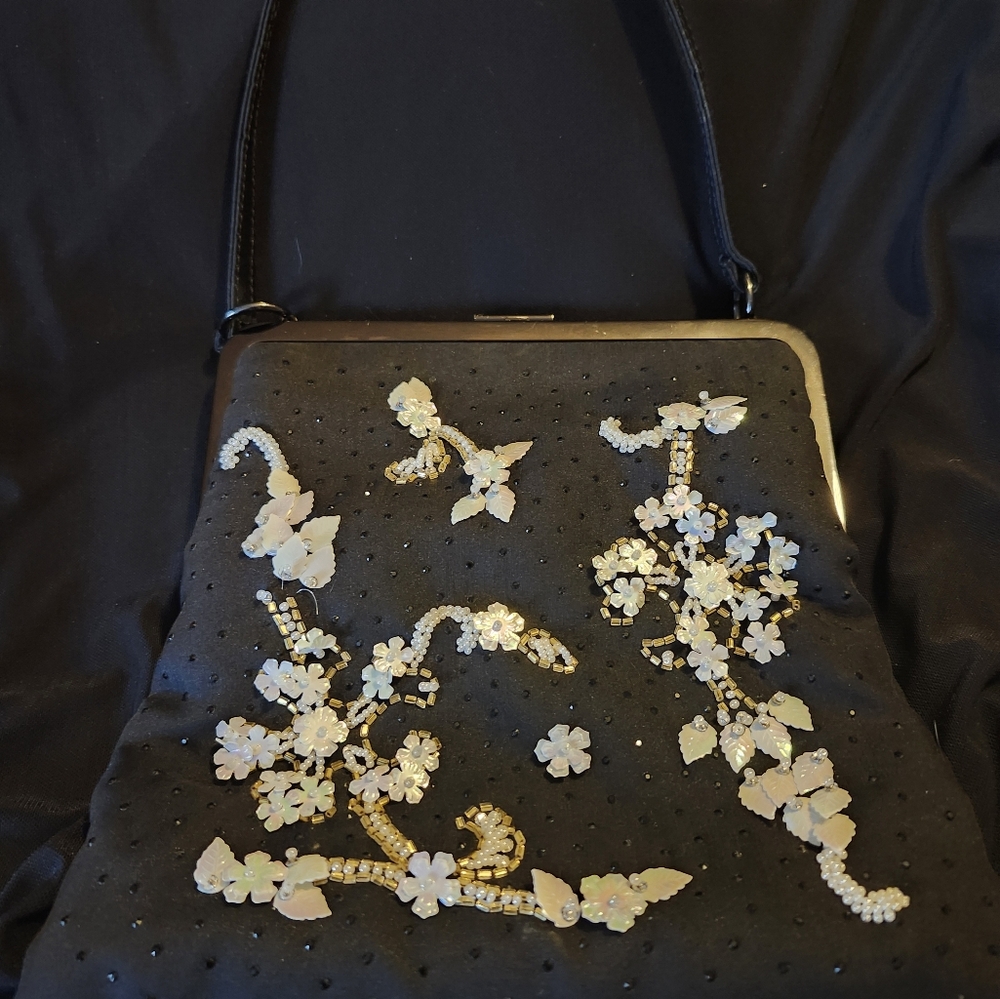 Elegant Dolce & Gabanna Black Floral Embellished Women's Bag